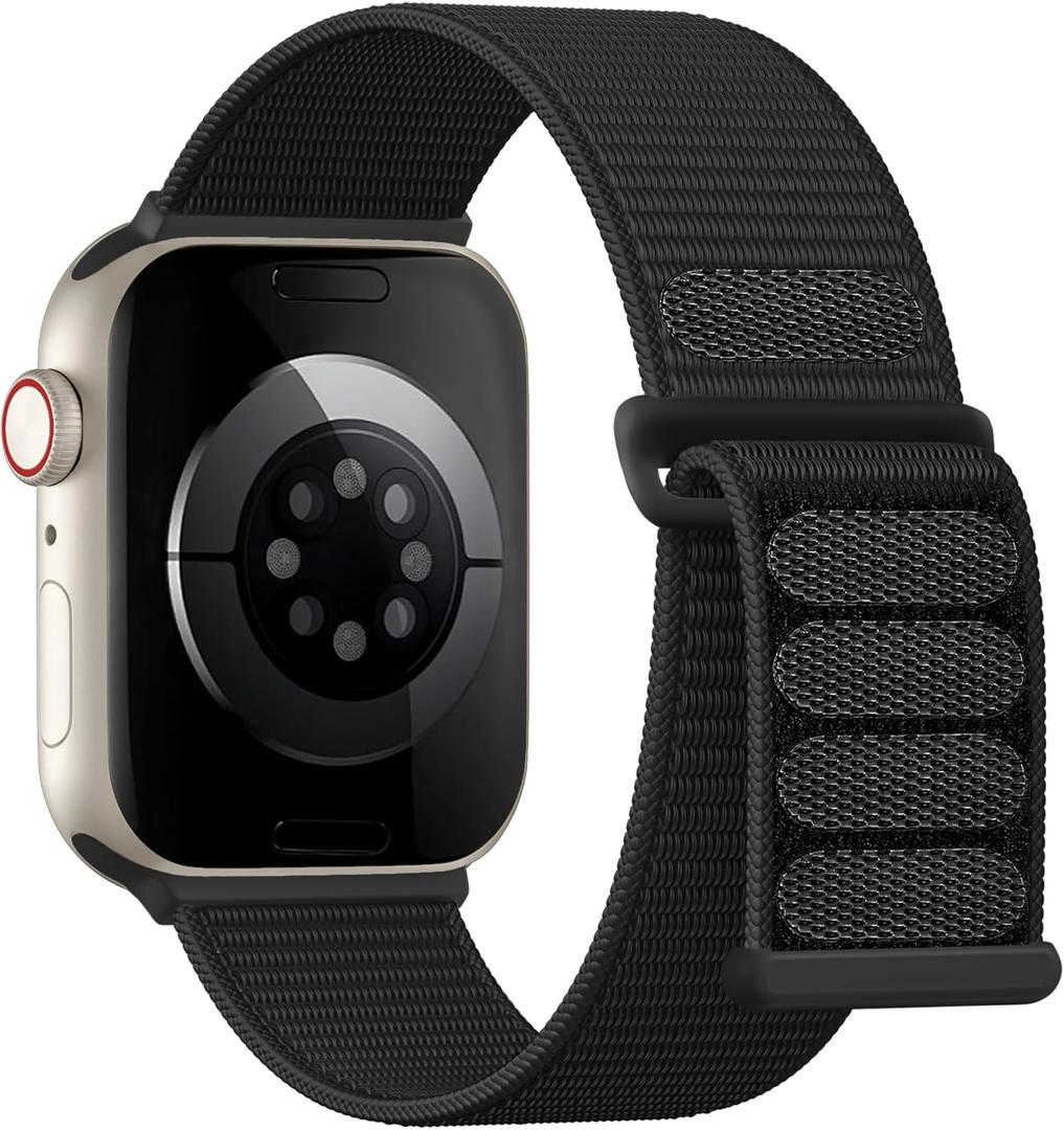 Sport Loop Compatible with Apple Watch Bands for Men Women 44mm 45mm 46mm 49mm 42mm, Sof tNylon Wrist Straps for iWatch Bands for Series 11/10/9/8/7/6/5/4 Ultra SE 3/2/1 Black