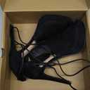 Womens Peep Toe Platform Heels Sexy Sandals Strappy Lace Up Tie Stilettos Dress Pumps Shoes (7.5, 1-black)