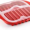Lekue Microwave Bacon Maker/Cooker with Lid, Red, 11.02" L x 9.8" W x 2.3" H