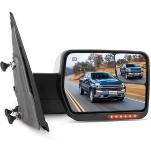 SCITOO fit for Ford Towing Mirror Chrome Rear View Mirror fit 2004-2014 for Ford for F-150 Truck with Glass Power Control Heated Turn Signal and Puddle Lamp Features-Passenger Side