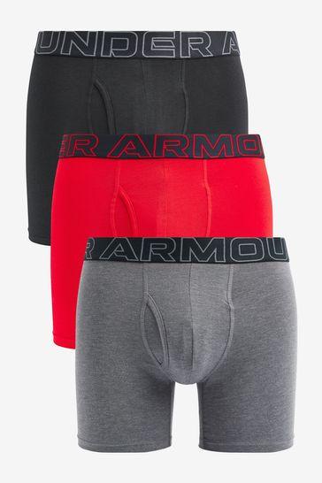 Under Armour Men's 3-Pack Performance Cotton Boxer Brief, 3" Inseam, All-Day Comfort & Ultra-Soft, Size L
