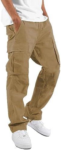 LYRXXX Men's Casual Cargo Pants Hiking Pants Workout Joggers Sweatpants for Men M