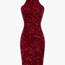 GRACE KARIN Sequin Dress for Women Sleeveless Sparkly Glitter Halter Dress Bodycon Mini Club Dresses 2025, S