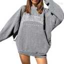 LilyCoco Women's Graphic Sweatshirts Oversized Long Sleeve Sweatshirt Pullover Tops (Gray, L)