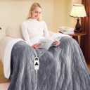 greenoak Heated Blanket Electric Full 72"X84", Heating Blanket with 10 Heat Levels 1/2/4/6/8 Hours Auto-Off, Fleece Soft Christmas Blanket,Gifts for Grandma Seniors Mom,Misty Grey