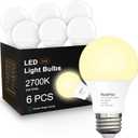 6 Pack A19 LED Light Bulbs,Soft White 2700K,60 Watt Equivalent