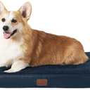 Bedsure Large Dog Bed for Crate - Comfy Flat Pet Beds with Removable Washable Cover, Orthopedic Egg Crate Foam Crate Mat, Suitable for Pet Up to 50 lbs (35"L x 22"W x 3"Th, Navy)