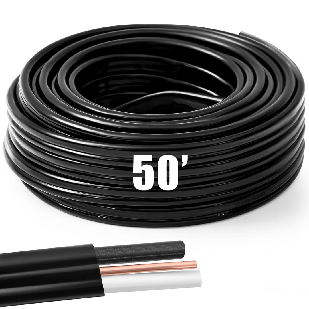 Kanayu 50ft 8/2 NM-B Electrical Wire  2 Conductor Copper AWG Cable with Ground  600V / 90C Rated for Residential Home Wiring Garage Lighting & Appliances