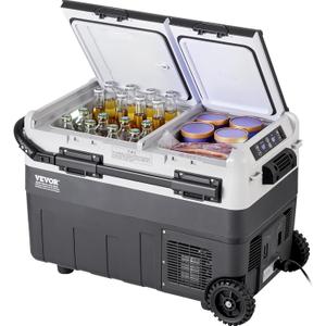 VEVOR Car Refrigerator 50L / 52.8 QT, Dual Zone 12 Volt Compressor Fridge, -4℉ to 68℉ Adjustable, Portable Freezer Cooler for Car, RV, Camping, Home, 708 x 440 x 551 mm / 27.9 x 17.3 x 21.7 in