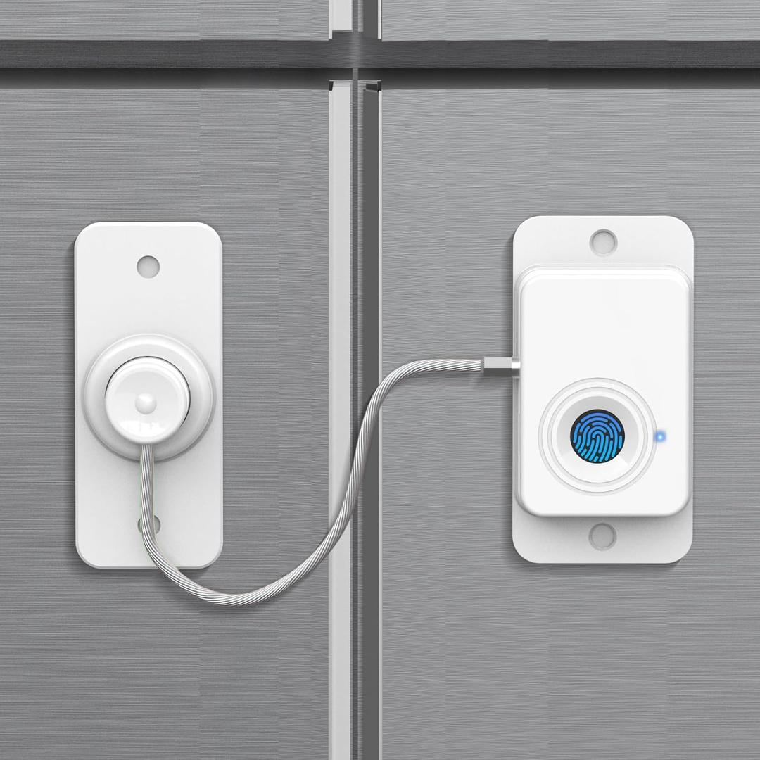 Fingerprint Fridge Lock,Child Proof Refrigerator Lock for Kids with Sticky Adhesive Pads,Cabinet Locks Baby Proofing for Fridge Cabinet Drawer Door Window Toilet