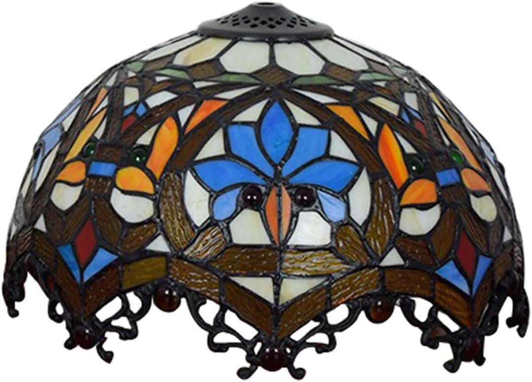 12-Inch Baroque Lampshade Replacement Only Tiffany Style Stained Glass Lamp Shade Vintage Light Cover Accessories for Table Lamps, Pendant Lights, Floor Lamps