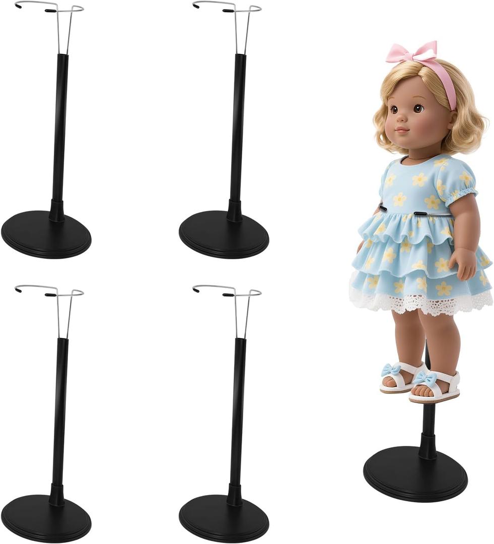 4PCS Doll Stand Compatible with American Girl Accessories,Fit 15, 16, 17, 18, 19, 20, and 21 inch Dolls, Waist 2" - 4",Black