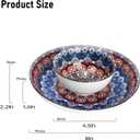 Bohemian Ceramic Bowls Set, 4.5 Inch Porcelain Cereal Bowls, Vintage Boho Style for Rice, Soup, Cereal, Salad, Decorative Set for Kitchen & Dining (Set of 5)