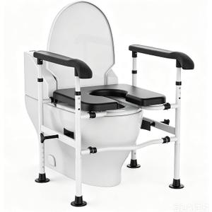 Raised Toilet Seat with Handles,Toilet Seat Riser for Seniors with Adjustable Height & Width, for Elderly, Handicap, Pregnant, Medical