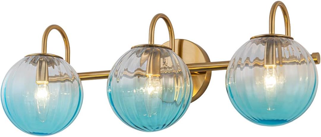 Globe Vanity Light, 3-Light Gold Modern Bathroom Light Fixtures, 23"