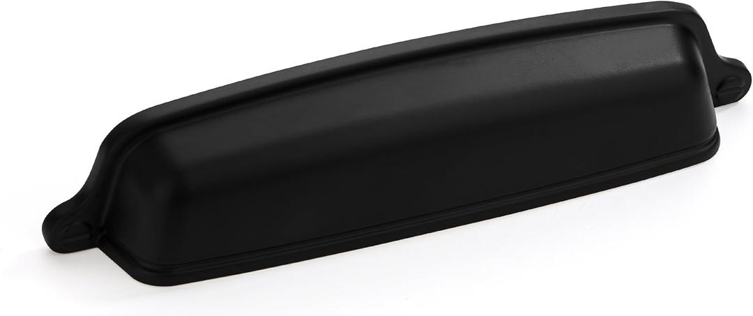 khtumeware 10 Pack 6 inch(152 mm) Drawer Pulls Matte Black Cabinet Cup Pulls Cabinet Hardware Vintage Kitchen Cabinet Handles Bin Cup Pulls for Kitchen cabinets.