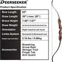 Deerseeker Archery 62" Takedown Recurve Bow Set with Right Hand & Left-Handed Riser Laminated Limbs 20-60 lbs for Adults & Youth, Archery Practice & Bow Hunting