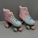 Roller Skates for Girls & Women, PU Leather Kids Light Up, Fantasy High-Top Adjustable Four Wheel Beginner Roller Skates, Ages 8-12, Indoor/Outdoor (Women's 3.5/Youth 3)