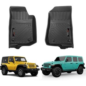 for 2018-2025 Jeep Wrangler JL 4 Door 2 Door 4XE /for 2020-2025 2026 Jeep Gladiator Front Floor Mats All Weather TPE Rubber Protection Accessories (for Jeep Wrangler JL Front Floor Mats)