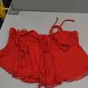 Rooscier Women's Straps Knotted Front Sleeveless V Neck Cute Peplum Sexy Cami Top Red Medium