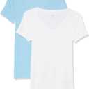 Amazon Essentials Women's Slim-Fit Short-Sleeve V-Neck T-Shirt, Pack of 2 (Large)