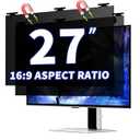 [2 Pack] Magnetic Computer Privacy Screen Filter 27 Inch for 16:9 Widescreen Monitor Desktop PC, 27in Hanging Removable Anti Glare Blue Light Protector, Double Sided Reversible Eye Care Film