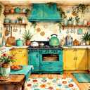 Farmhouse Kitchen Paint by Numbers Kit for Adults - DIY Colorful Country Kitchen Scene Painting on Canvas 16x20In, Acrylic Paint Set, Suitable for Beginners, Art for Home Decoration or Gifts