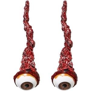Hanaive 2 Pcs Halloween Ripped out Eyeball Prop Movie Props Hand Made Quality Realistic Ripped out Eyes Party Favors for Halloween Trick or Treat Party(Brown)