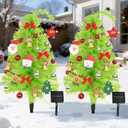 2 Pack Solar Christmas Tree, 31.5" Outdoor Whimsical Christmas Tree, Bendable Xmas Trees with LED Light & Ornaments, Waterproof Solar Christmas Lights for Yard, Pathway, Outdoor Christmas Decor