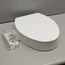 ELONGATED toilet seat risers for seniors, Slow Close, Elevated toilet seat, Heavy Duty, Never Loosen, Raised toilet seat elongated bowl, White(18.5)