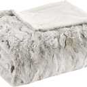 Madison Park Zuri 50x60 Snow Leopard Faux Fur Reversible Throw Blanket