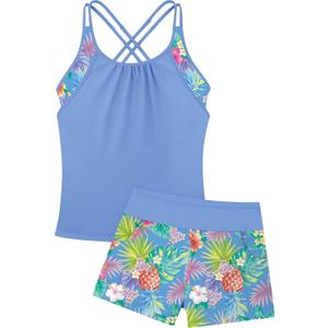 Girls Tankini Swimsuit Cross Straps Back Two Piece Bathing Suits with Pockets Shorts Swimwear Set 5-14 Years (10-12 Years, Purple Pineapple) Girls Tankini Swimsuit Cross Straps Back Two Piece Bathing Suits with Pockets Shorts Swimwear Set 5-14 Years (10-12 Years, Purple Pineapple)