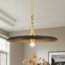FookChak Black Pendant Light 15.7in Pendant Lights Modern Kitchen Island Pendant Light Fixture with Rod Black Gold Industrial Pendant Lighting for Dining Room Kitchen Sink, E26