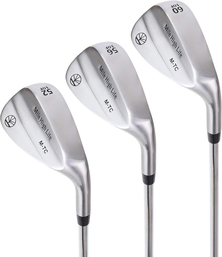 Mile High Life Golf Wedges | Entry Level Golf Sand Wedge Sets | Beginners Golf Gap Wedge Sets | Lob Wedge Golf Clubs for Men & Women | Set of 3 Wedges (52°, 56°, 60° Set) Right Handed