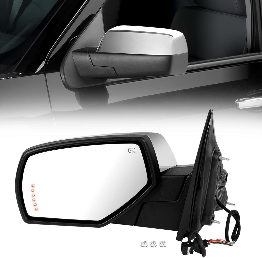 Side View Mirror Compatible with Chevy Silverado/GMC Sierra 1500 2014-2018, 10 Pins Driver Side Mirrors for 2015-2019 Silverado/Sierra 2500HD 3500HD with Puddle & Signal Light, Heated Power Glass ,Right Passenger Side
