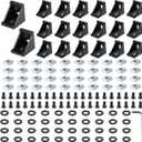 20 Set Black 4040 Series Aluminum Extrusion Profile Connector, Includes 1pc Wrench, 20pcs 3540 Corner Bracket, 40pcs M8 T-Slot Sliding Nuts and Hex Screw Bolt for 20S Aluminum Rail Accessories