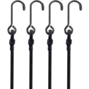 6'' Short Mini Heavy Duty Bungee Cords with 180 lbs Max Break Strength & Rust Resistant Steel Hooks, 8 Pcs Black Small Bungee Straps with Excellent UV Protection & 6mm Diameter, Perfect for Small Item