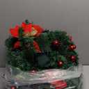 9Ft Pre-lit Christmas Garland with LED Lights Battery Operated, Holiday Decoration Stairs Wall Mantle Door Indoor Outdoor, Decorated with Red Flower, Balls, Berries, Snowy Pine, Christmas Collection