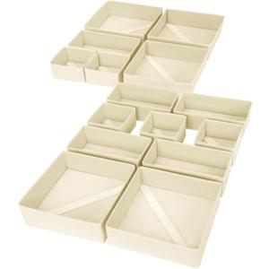 DIMJ Drawer Organizer Clothes, Only 14 Pack Dresser Organizer, Foldable Closet Organizers and Storage, Fabric Dresser Bins, Drawer Dividers for Nursery, Baby Clothes, Underwears, Sock (Beige)