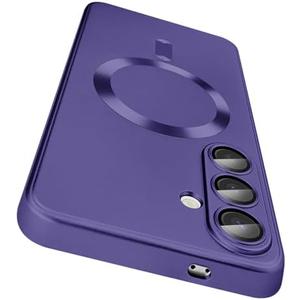 Dinick Designed for Samsung Galaxy S25 Case with Camera Lens Protector Compatible with MagSafe Soft TPU Bumper Protective Cover Anti-Scratch Matte Back for Samsung Galaxy S25 Case Purple