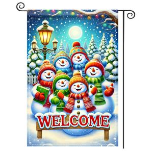 Nuxovilar Winter Garden Flag Double Sided Flags Decorations For OutsideWinter Holiday Decorative Flag Xmas Yard Outdoor Gardens Polyester (Snowman Type B,11.81 X 39.37 Inches)