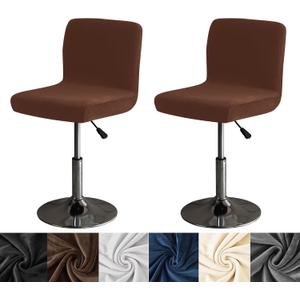HFCNMY Bar Stool Covers with Backs,2 Pack Stretch Velvet Bar Stool Covers Bar Chair Covers Barstool Seat Cover Washable High Chair Cover with Elastic Bands Coffee (Coffee)