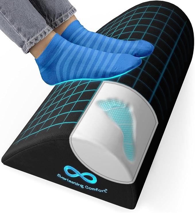 Everlasting Comfort Memory Foam Foot Rest Under Desk - Ergonomic Footrest for Home and Office, Ideal Office Accessory for Foot Support, Repose Pied Bureau