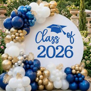 Mindsoft Blue Felt Class of 2026 Sticker Sign for Backdrop Graduation Decor for Party Congrats Grad Class of 2026 Event Letter Sign Graduation Party Balloon Arch Backdrop Decor Supplies