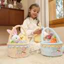 My First Easter Basket Stuffed Plush Playset Baby's First Easter Basket Stuffed Cartoon Bunny Easter Egg Plush Basket for Kids 5pcs (Yellow)