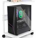 Bfttlity PC Stand Computer Tower Stand 2-Tier Metal CPU Holder with Locking Caster Wheels Suitable for Most PC (S,White)