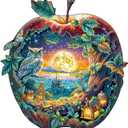 Wooden Puzzles for Adults, Apple Owl Jigsaw Puzzles with Unique Shape, Wood Challenging Jigsaw Puzzles Ideal for Adults, Christmas Birthday Gifts for Women Men Puzzle Game Lovers, 11.4"x11" - 160pcs (Medium)