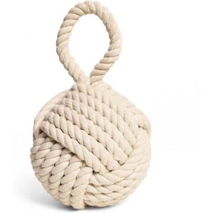 Decorative Door Stop, Weighted Door Stopper for Bottom of Doors, Rope Doorstop, Knot Nautical Doorstopper, Heavy Doorstop for Bedroom, Living Room, Window Wedge, Bookend 6 inch (White)