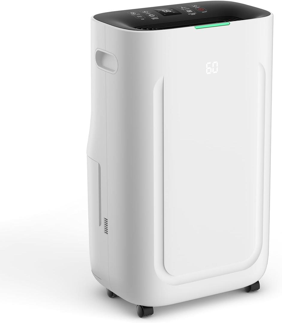 5000Sq.Ft Dehumidifier 50-80 pint for Basement and Home with Drain Hose and 1.71 Gal Water Tank, Humidity Control, 24H-Timer, Auto Defrost (80 pints)