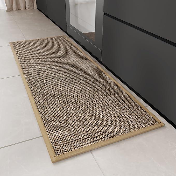 Hargiis Kitchen Rug, Rubber Non Slip Kitchen Rugs Washable, Absorbent Runner Mat for Floor, Machine Washable Standing Mats for in Front of Sink, Door, Laundry, Entryway, Hallway (Camel, 47" × 17.3")